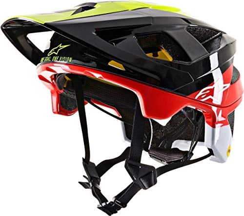 Alpinestars Vector Tech MIPS Helmet-Pilot Black Yellow Fluo Red Gloss Helme, weiß, S