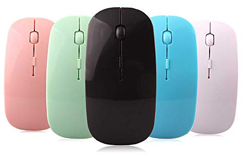ELLENNE MOUSE PER UFFICIO GAMING SENZA FILI WIRELESS WIFI OTTICO COLORATO 1200 DPI PC SMA9 (Verde)