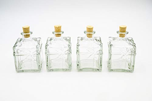 Flaschenbauer - 4 x Glasflaschen Korken: Geschenk Glasflaschen 350 ml verwendbar als Geschenkidee, Deko Flaschen oder kleine Flaschen zum Befüllen als Schnapsflaschen klein