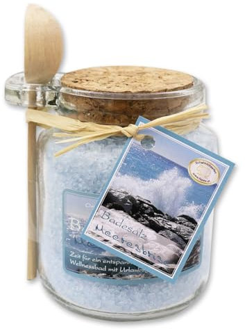 Florex Badesalz Badezusatz Meeresbrise im dekorativen Glas mit Holzlöffel 300 g
