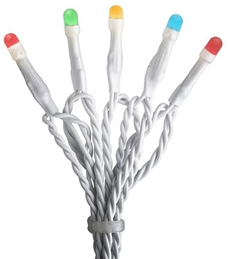 Konstsmide Micro LED Lichterkette, gefrostet, 120 bunte Dioden, 30V Außentrafo, weißes Kabel - 3812-502