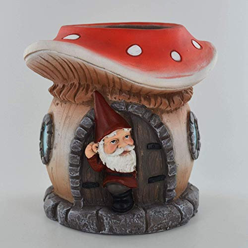 Prezents Gnome Plant Pot Toadstool House Garden Flower Pot Outdoor Accessory Home Decor Gift Idea Novelty H15cm