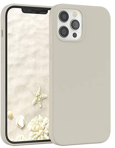EAZY CASE Premium Housse Silicone pour iPhone 12 Pro Max avec Protection pour Appareil Photo et Doublure intérieure étui en Silicone Housse de Protection Bumper Handy Case en Taupe