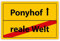 Lustiges Alu-Schild „Reale Welt -> Ponyhof“ - mit Aufhängesystem ca. 20x30,5 cm - Witziges Geschenk für Arbeitskollegen oder Freunde - Metallschild Deko