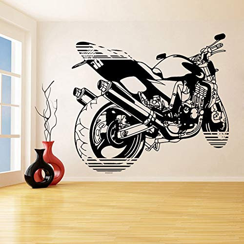 QIANGTOU Motorrad Wandaufkleber Bike Biker Vinyl Jungen Schlafzimmer Dekor Wandtattoos Motocross Geschwindigkeit Sport Wall Decor Poster 48x43cm