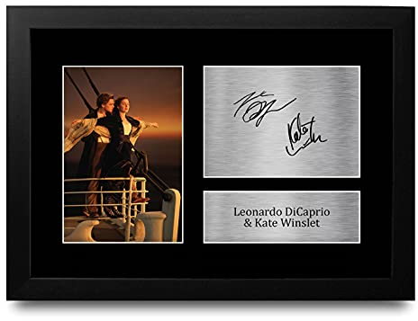 HWC Trading FR A4 Leonardo DiCaprio & Kate Winslet Titanic Geschenke Gedruckt, Signiert Autogramm Bild Für Film-Erinnerungsstücke-Fans - A4 Framed