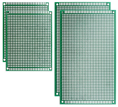 sourcing map Doble-Cara PCB Placa Impreso Circuito Placas Kit (2 Tamaños - 7x9 9x15) Prototipos Placa para Bricolaje Soldadura Electrónicos Proyectos Práctica Prueba Circuito 4uds