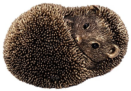 Brilibrum Design Igel Deko aus Kunstharz & Bronze Figur Igel eingerollt Skulptur Hedgehog Figurine Herbstdeko Dekofigur Igelchen Tierfigur klein in Handarbeit gefertigt (4-11 x 8,5 x 6,5 cm)