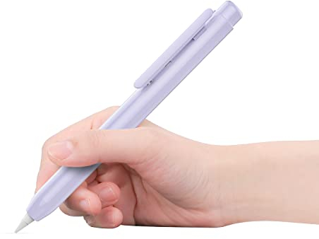 MoKo Hülle Kompatibel mit Apple Pencil 1. Generation, Retractable Ausziehbare Schutzhülle mit Apple Pencil Hülle, Stifthalter mit Stabilem Clip, rutschfeste Einfarbige Stifthülle, Taro Violett