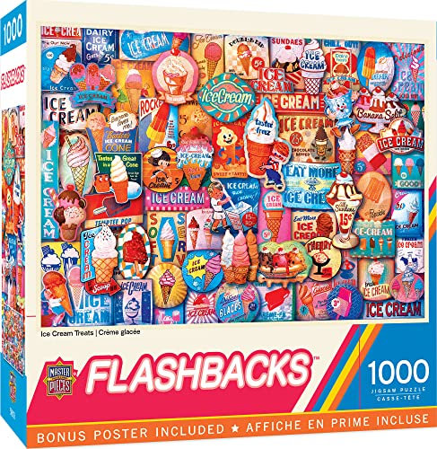 MasterPieces - 1000 Piece Jigsaw Puzzle, Ice Cream Treats, Fun for Adults, Family, Kids, Non-Glare Finish, 19.25 x 26.75