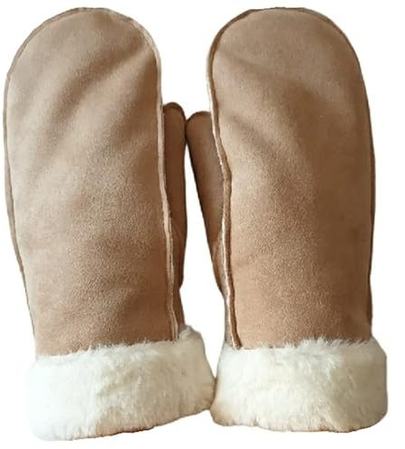 AXELENS Geschlossene Handschuhe Damen Fäustlinge, beige, Small-Medium