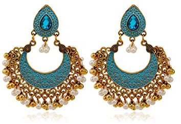 GAUEIOUR Indian Earrings, Retro Indian Earring, Drop Earring, Lake Blue