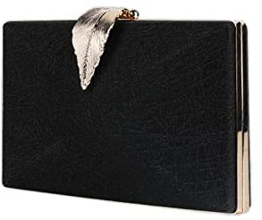CORIOS Clutch Damen Kette Abendtasche Umhängetasche mit Blatt Schnalle Verschluss Glänzend Schultertasche Portemonnaie Tasche Glitter Handtasche für Hochzeit Abendparty Tanzparty Geburtstag Schwarz