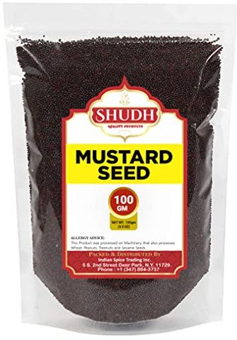 SHUDH BLACK MUSTARD SEEDS 3.5 oz | 100GM | Whole Spice (Kali Rai) ~ All Natural | Gluten Friendly | NON-GMO | Vegan | Indian Origin