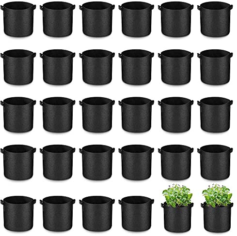 Airsnigi 30 Pack 5 Gallon Vegetable Grow Bags for Indoor & Outdoor,Thickened Nonwoven Fabric Planting Pots with Handle Potato Grow Bags for Flowers Vegetables Fruits