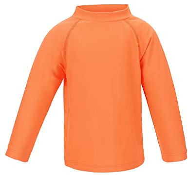 TIZAX Rash Guard Bambino Maglia Nuoto UV Protettiva con Maniche Lunga Costume da Bagno per Ragazzi Asciugatura Rapida Arancione 4 Anni