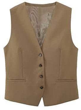 Damen Einreihig Langarm Anzug Jacke + Weites Bein Hose Zweiteiliger Frühling Arbeitsanzug, Weste, Large