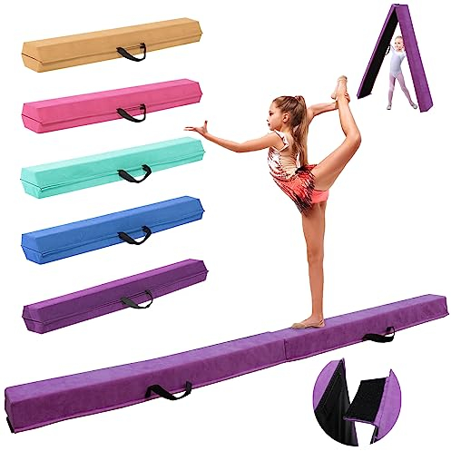SportBob Schwebebalken für Zuhause, 270cm Balken Turnen Klappbar Tragbar für Kinder Erwachsene, Gymnastik Balken Balance Beam mit Rutschfester Gummiboden für Professionelle Turner oder Anfänger
