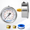 Hansfelds Manometer 0–6 bar/psi,63 mm Zifferblatt, flüssigkeitsgefüllt, 1/4 Zoll BSP Rückseitiger Anschluss, Messing-Innenleben und Anschluss,Genauigkeit 1,6,inkl. 2Reduzierstücke auf 3/8''und1/2.