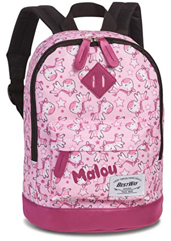minimutz Kindergarten-Rucksack Mädchen mit Name | Kleiner personalisierter Rucksack Kinder Freizeitrucksack in pink Zebra