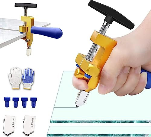 JOSBY 2-in-1 tragbarer manueller Glasschneider, verschleißfestes Hartmetall, handgehaltener multifunktionaler Keramikfliesenöffner, Radmesser, Werkzeuge zum manuellen Schneiden von 3–15 mm