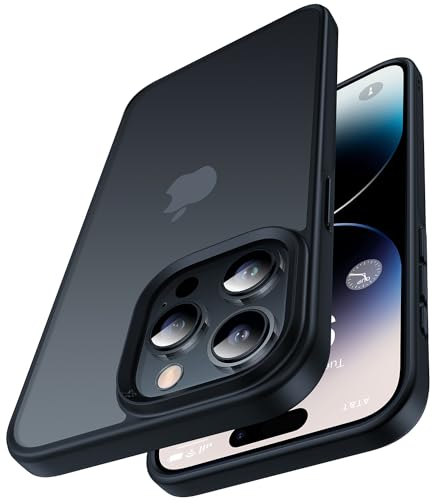 CASEKOO Matt Power für iPhone 15 Pro Max Hülle [TOP Militärschutz] Stoßfeste Kratzfeste Schutzhülle (Anti-Fingerabdruck) Dünne Griffige Mattierte Handyhülle iPhone 15 Pro Max Case Slim, Schwarz
