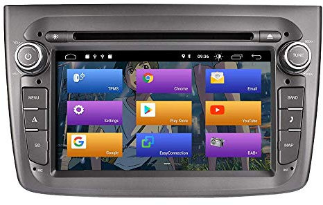 per Alfa Romeo Mito 2008-2012 Android 10.0 Single DIN 7 Car Dvd Player Multimedia GPS Navigation Touch Screen RadioSupport Car Auto Play/TPMS/OBD/4G WiFi/Dab/SWC (Grigio) 1