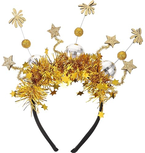 SOIMISS Happy New Year Haarreif Neujahr Silvester Stirnband Glitter Haarband mit Spielgelkugel Sterne Lametta Kopfschmuck Haarschmuck für 2024 Neujahr Abschlussfeier Party Deko Geschenk