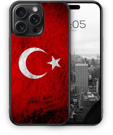 MUNIQASE Türkei Splash Flagge - Silikon Hülle für iPhone 15 Pro Max - Türkische Schutzhülle Handyhülle Case Cover