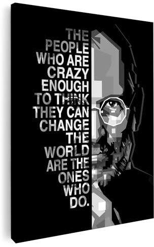 Artmazing | Steve Jobs Motivation Bild Schwarz Weiß | S-Art Bilder | Motivation Bilder Modern | Leinwandbilder XXL Wohnzimmer | Wandbild Steve Jobs Motivation Deko XXL | Leinwand XXL | Poster für Wand
