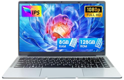 Zyphionix 14 Zoll Ultrabook Laptop, 8 GB RAM 128G SSD Windows 11 pro,1920 x 1080 Pixel,Celeron N4120(bis zu 2,6 GHz), Dual WLAN, 2xUSB 3.0,Quad Core Computer