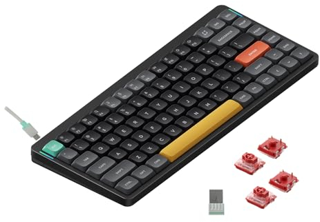 nuphy Air75 v2 QMK/VIA Tastiera Meccanica, 75% Tastiera wireless a basso profilo, Bluetooth 5.1, 2.4GHz e connessione cablata, compatibile con sistemi Windows e Mac - Basalt Black Switch Cowberry
