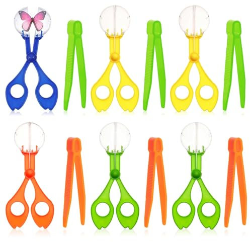 Bug Catcher for Kids,12 Pcs Plastic Bug Catcher Kit Bug Insect Catcher Scissors,Children Tweezers Explorer Outdoor Tool Fine Motor Skill Toys for Kid Nature Exploration Observation