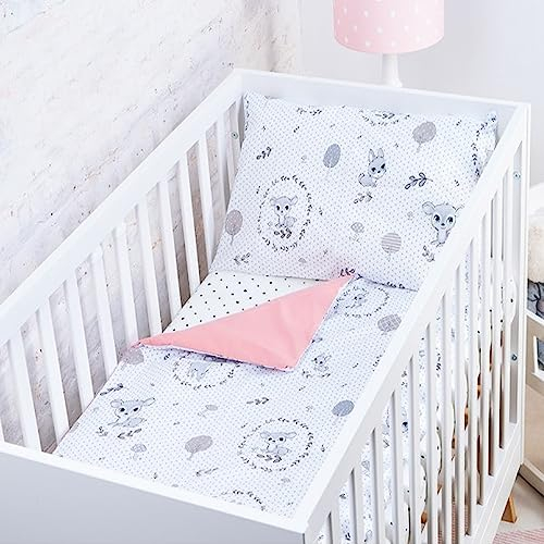 BABYSAFE Bettbezug Kinderbett Neugeborene 135x100cm Bettbezug Kinderbett 100% Bio-Baumwolle Öko Tex Zertifiziert Laken Einzelbett Babybettwäsche Set Hirsch Klein