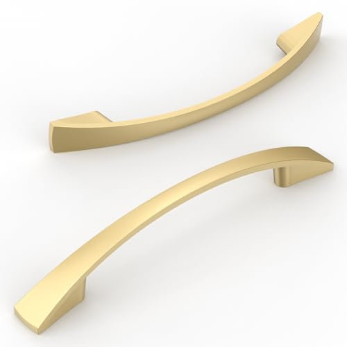 Amerdeco 10 Pièces Poignee de Meuble Doré Cuisine Entraxe 96mm Poignées pour Placards Poignet de Porte Cuisine UK0023