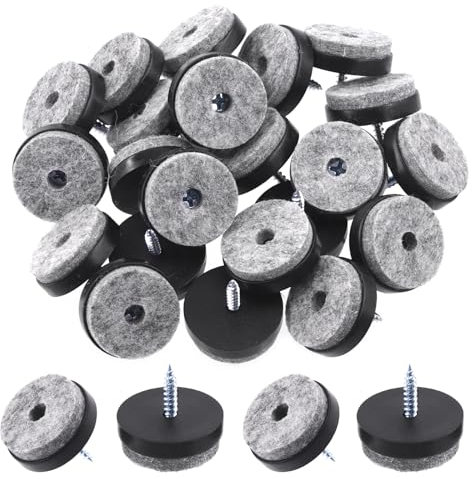 Rustark 40 feltrini rotondi da 28 mm, colore nero, con viti resistenti abbinate, antiscivolo, per taglieri in legno, armadi, tavoli e sedie