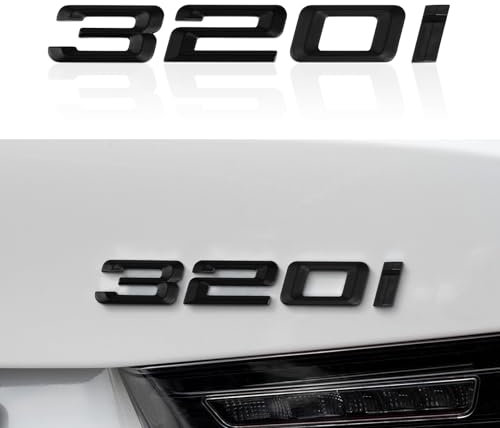 Mattschwarz Auto Nummer Anzahl Buchstaben Wort Kofferraum Embleme ABS Abzeichen Aufkleber Brief Stamm Deckel Kompatibel mit BMW 3er 320i Dekoration Zubehör