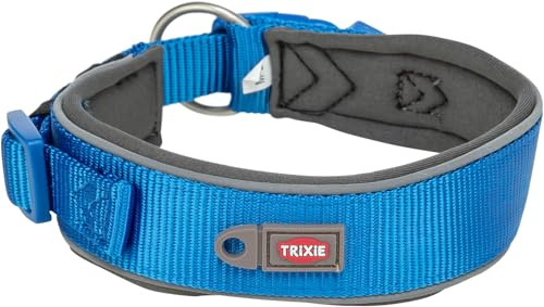 TRIXIE Premium Hundehalsband Gr. L–XL, 53–62 cm/50 mm – blau | Stufenlos verstellbar und weich neoprengepolstert – angenehmer, sicherer Sitz für entspannte Spaziergänge