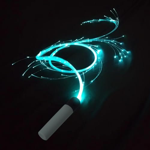 Janurium Fruste LED - Rave da Ballo rotanti a 360 Gradi | Frusta in Fibra Ottica Riutilizzabile alimentata a Batteria, fruste Luminose con 4 modalità di Illuminazione variabili