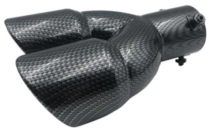 MASHRGX Endrohr Auspuff Universelles 63-mm-Auto-Einlass-Doppelrohr-Endrohr-Endrohr-Endschalldämpfer Carbon Black Outlet Edelstahl-Autozubehör Endrohre(1)