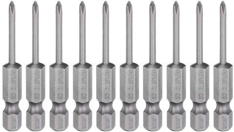 sourcing map 10pcs #00 Phillips Screwdriver Bit PH00 1/4 Hex Shank 2 (50mm) Long Magnetic S2 Steel Industrial Grade Screw Driver Bit Cross Head Electric Drill Bits 0.098 (2.5mm) Rod