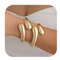 Kotkiddy 2 Stück Gold Armreifen für Frauen Massiver Cuff-Armreif 18K Gold Plated Offener Tränenarmelet Set Breites Draht Ungereimtes Minimalistisches Silberschmuck