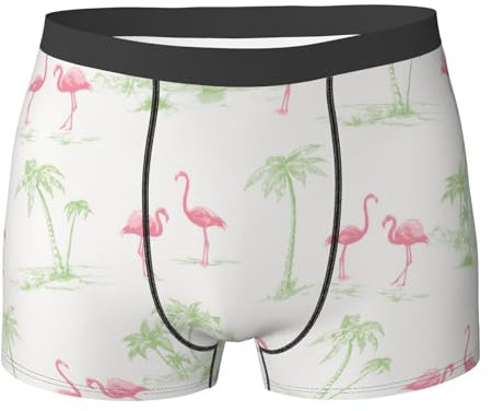 Ttetddd Boxer élégant pour homme avec imprimé flamants roses rouges pour un port confortable, Noir , S