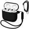 MATEPROX Funda de Silicona Compatible con AirPods 4, Estuches Protectora a Prueba de Golpes con Llavero y Correa, Antirayas Funda para AirPods 4ª Generación 2024-Negro