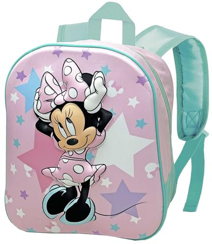 Clondo Mochila Infantil 3D Rosa, Para Fan de Minnie | Ideal para Escuela, Guardería o Preescolar Niña | Ligera, Cómoda y con Tirantes ajustables | 31x11x26 cm
