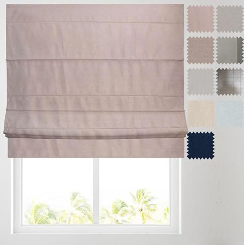Barnes Blinds - Soft Textured Ara Blackout Roman Blinds -Durable Fittings Easy Fit (Blush Pink 91.5cm)