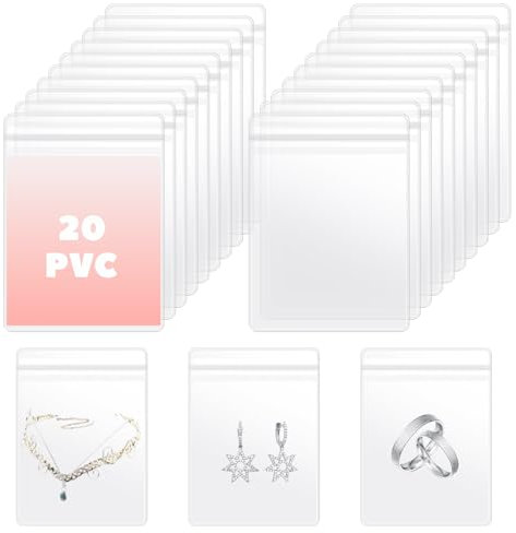 Ouligay Lot de 20 pochettes à bijoux en PVC transparent - Anti-ternissement - Fermeture éclair - Pour bagues, boucles d'oreilles, bracelets