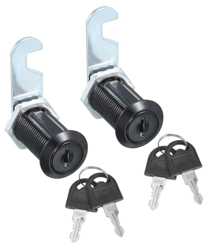sourcing map 2 Pcs 1-1/8 Keyed Alike Cabinet Cam Lock with Key Tubular Locks Black