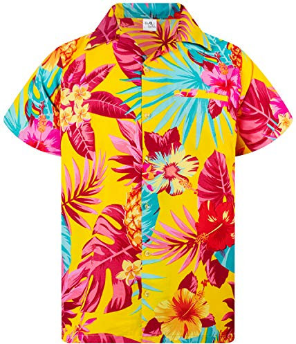 King Kameha Funky-Hawaii-Hemd, Herren, Kurzarm, Pineapple, Gelb, 8XL