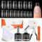 Modelones Gel Nail Kit Short Coffin, Upgrade 510Pcs Fake Nails 15Sizes, 9-in-One Glue Prep Dehydrator & Mini U V Light Clipper, Pre-shaped Half Matte Press on Short Coffin Tips for DIY Salon